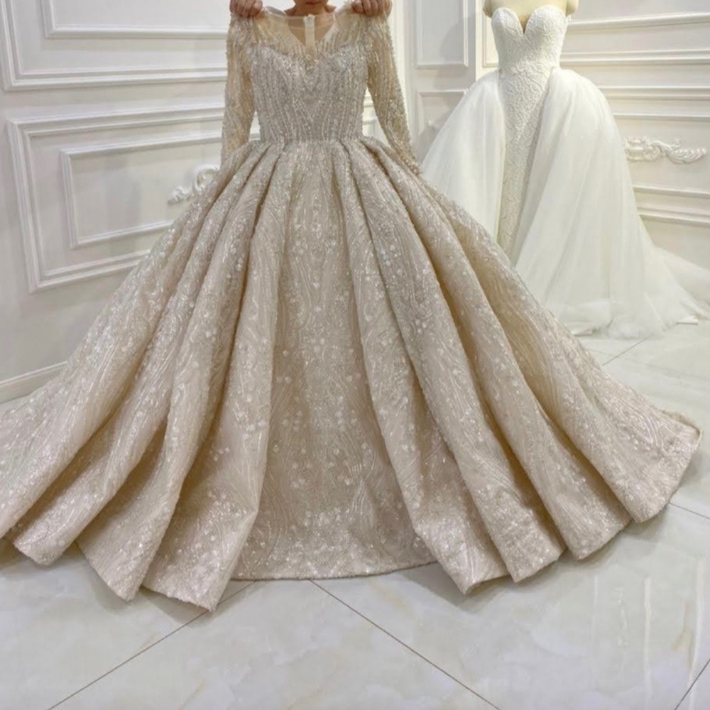 Champagne Color Weeding Dress In Size Small